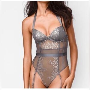 NWT Victoria's Secret Gray & Silver Teddy